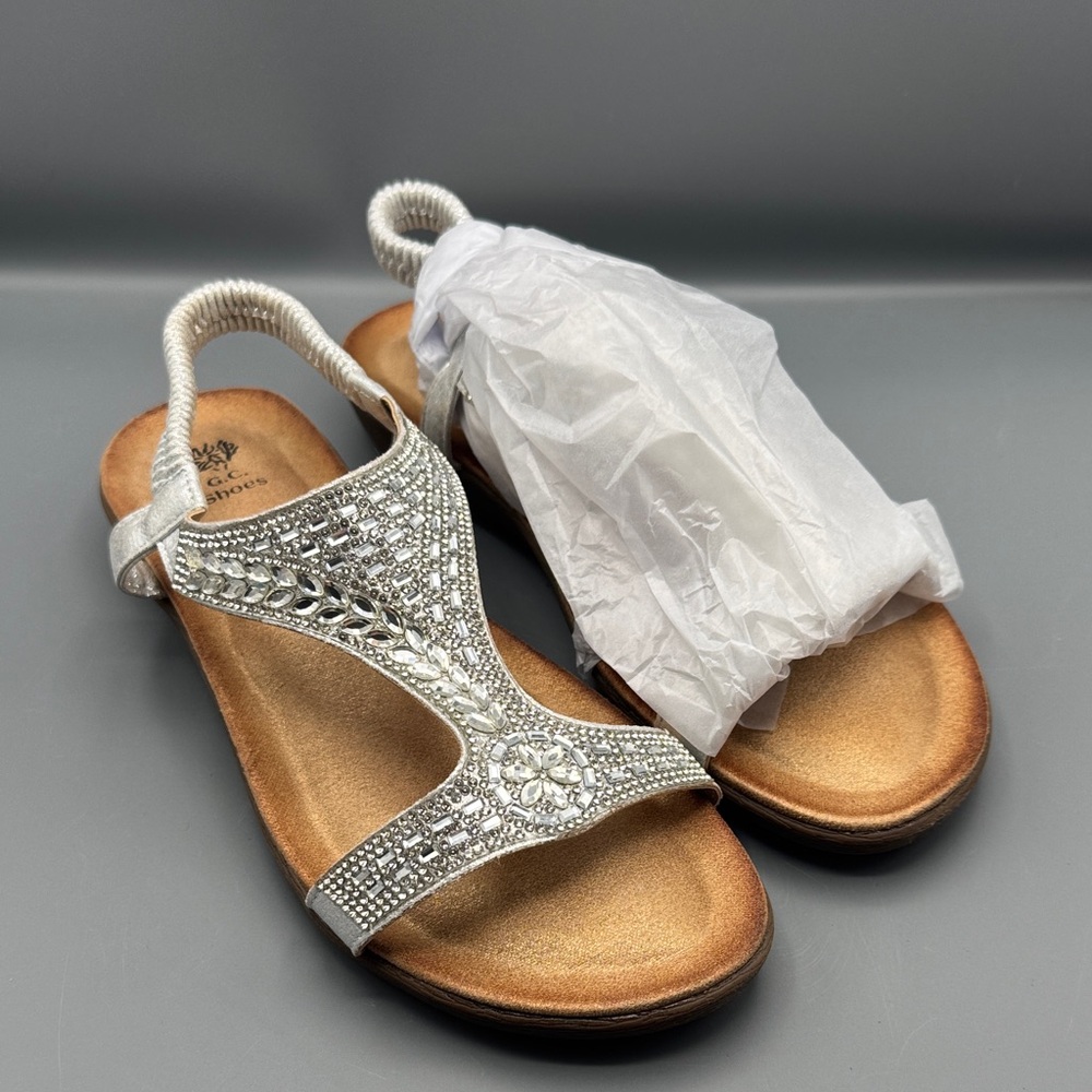 GC Shoes Women's Wynn Embellished Flat Sandals